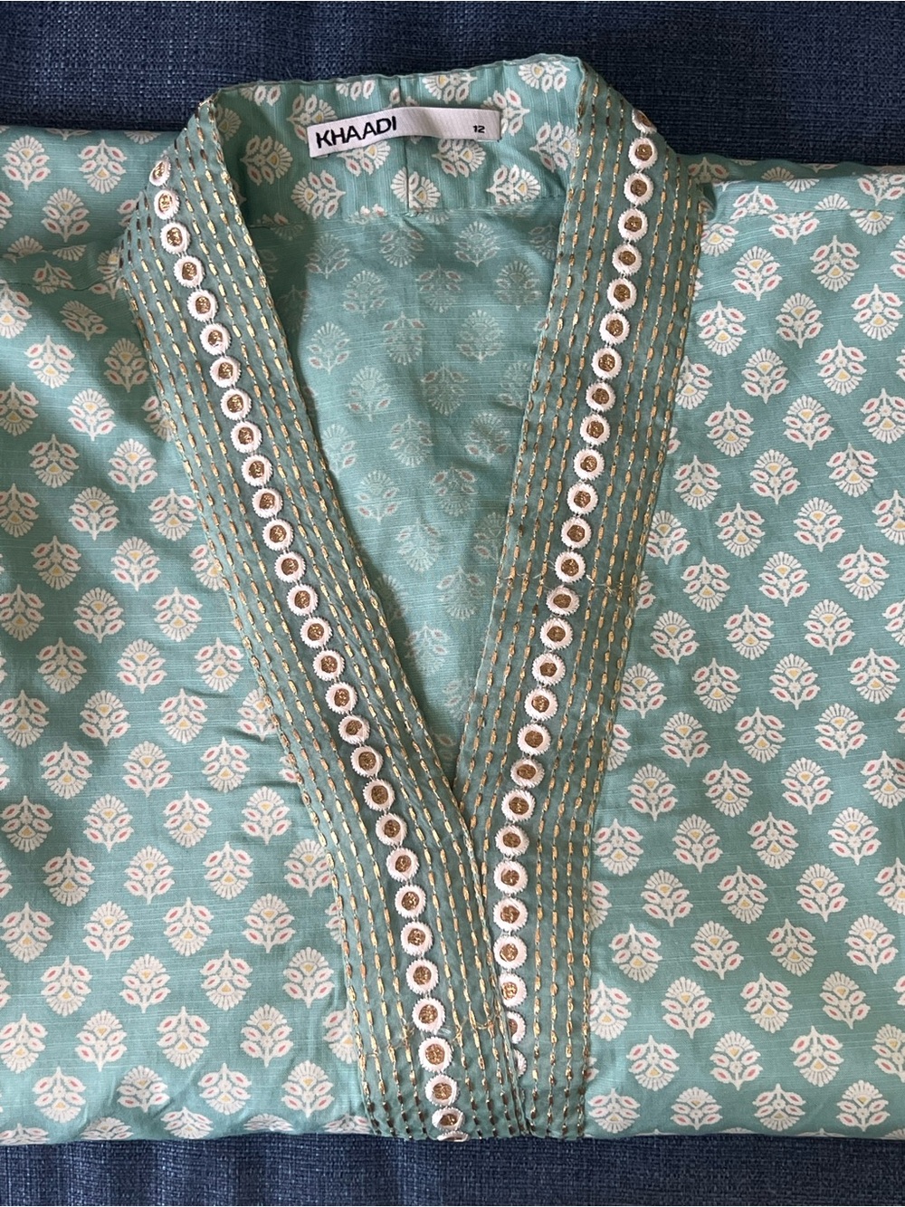 Brand New Khaadi Light Teal Embroidered Kurta